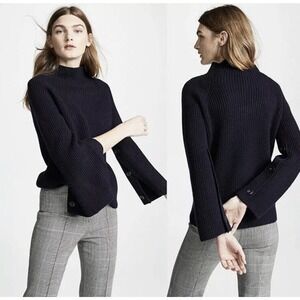 NWT Vince Button Sleeve Wool Cashmere Funnel Neck Sweater Women's Size S